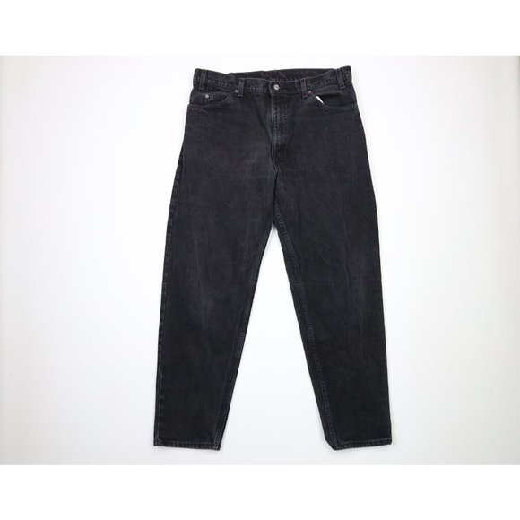 Vintage 90s Levis 550 Orange Tab Mens 38x32 Faded Relaxed Fit Jeans Black USA
